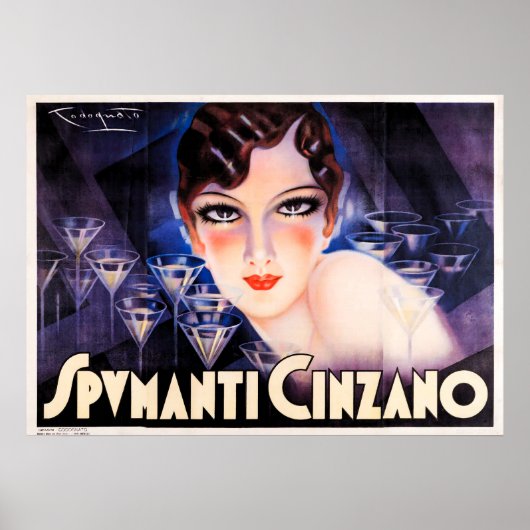 Art Deco Mousserende Wijn Advertentie Poste Poster (Voorkant)