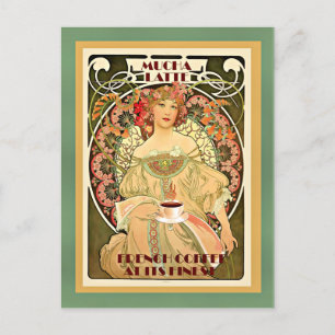 Art deco Mucha Latte Briefkaart