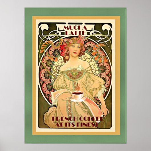 Art deco Mucha Latte vintage poster (Voorkant)