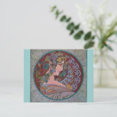 Art Deco Mucha Woman mosaic Briefkaart (Staand voorkant)