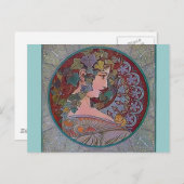 Art Deco Mucha Woman mosaic Briefkaart (Voorkant / Achterkant)