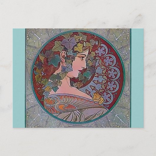Art Deco Mucha Woman mosaic Briefkaart (Voorkant)