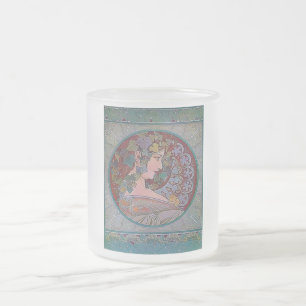 Art Deco Mucha Woman mosaic Matglas Koffiemok