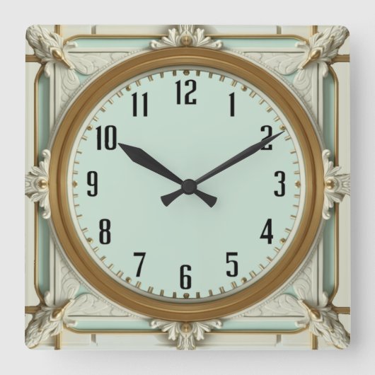 Art Deco Munt Vierkante Klok (Voorkant)