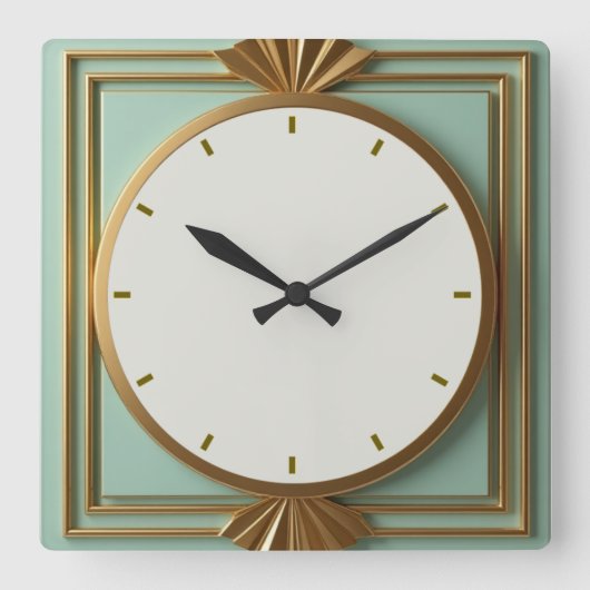 Art Deco Munt Vierkante Klok (Voorkant)
