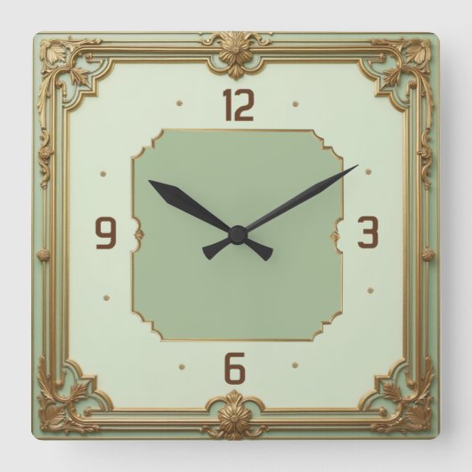 Art Deco Munt Vierkante Klok (Voorkant)