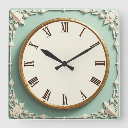 Art Deco Munt Vierkante Klok (Voorkant)
