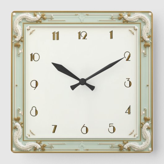 Art Deco Munt Vierkante Klok (Voorkant)