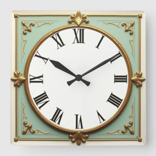 Art Deco Munt Vierkante Klok (Voorkant)