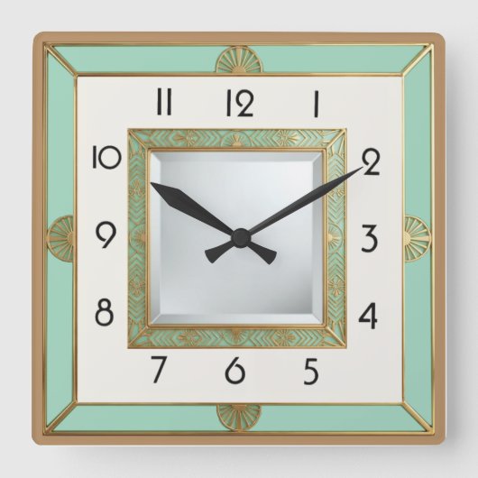 Art Deco Munt Vierkante Klok (Voorkant)