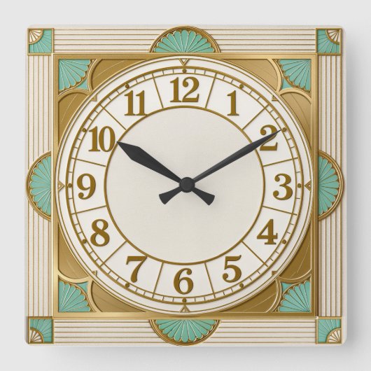 Art Deco Munt Vierkante Klok (Voorkant)