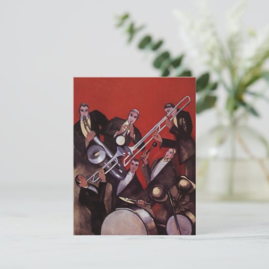  Art Deco Music, Jazz Band Uitnodiging (Staand voorkant)