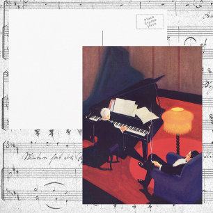  Art Deco Music Lounge Piano Player Pianist Briefkaart