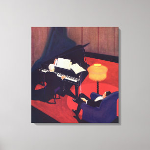 Art Deco Music Lounge Piano Player Pianist Canvas Afdruk