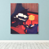 Art Deco Music Lounge Piano Player Pianist Canvas Afdruk (Insitu (Houten vloer))