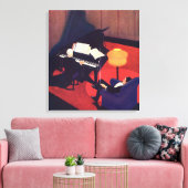 Art Deco Music Lounge Piano Player Pianist Canvas Afdruk (Insitu (Woonkamer))