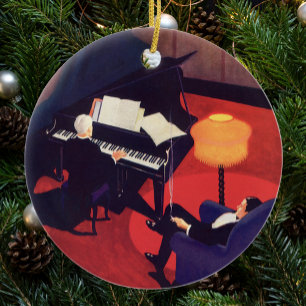  Art Deco Music Lounge Piano Player Pianist Keramisch Ornament