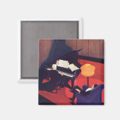  Art Deco Music Lounge Piano Player Pianist Magneet (Voorkant / Achterkant)