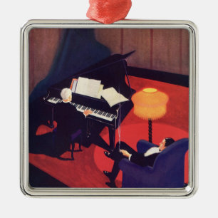  Art Deco Music Lounge Piano Player Pianist Metalen Ornament