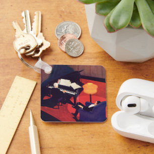  Art Deco Music Lounge Piano Player Pianist Sleutelhanger