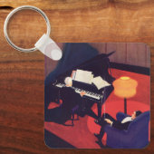  Art Deco Music Lounge Piano Player Pianist Sleutelhanger (Voorkant)