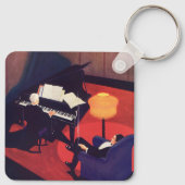  Art Deco Music Lounge Piano Player Pianist Sleutelhanger (Achterkant)