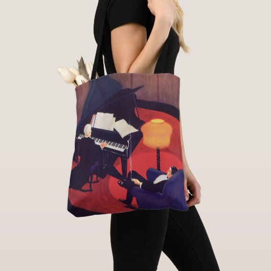  Art Deco Music Lounge Piano Player Pianist Tote Bag (Dichtbij)
