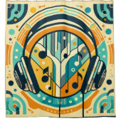 Art Deco Musical oortjes Douchegordijn (Voorkant)