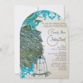 Art Deco Musical Peacock Bird Cage Feathers Kaart (Voorkant)