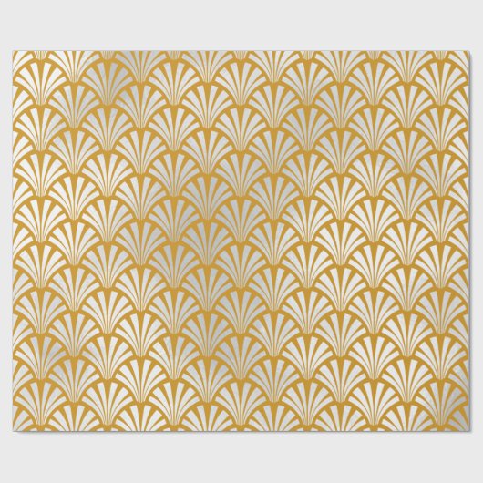 Art Deco Mustard Silver Grey Scales Seashells Cadeaupapier (Vlak)