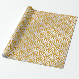 Art Deco Mustard Silver Grey Scales Seashells Cadeaupapier