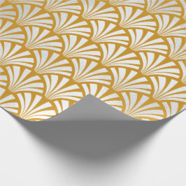Art Deco Mustard Silver Grey Scales Seashells Cadeaupapier