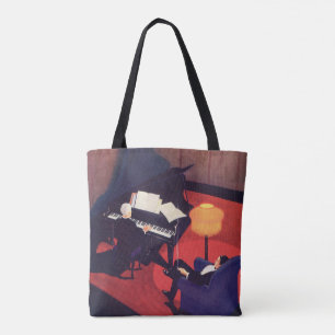 Art Deco muziek lounge piano speler pianist vintag Tote Bag