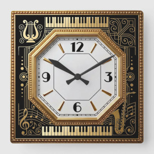 Art Deco Muziek Vierkante Klok