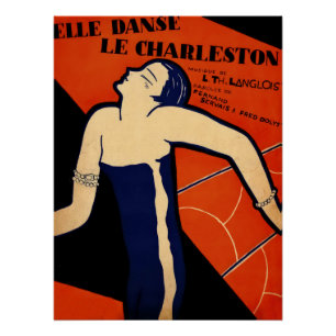 Art Deco Muziekillustratie Perfect Poster