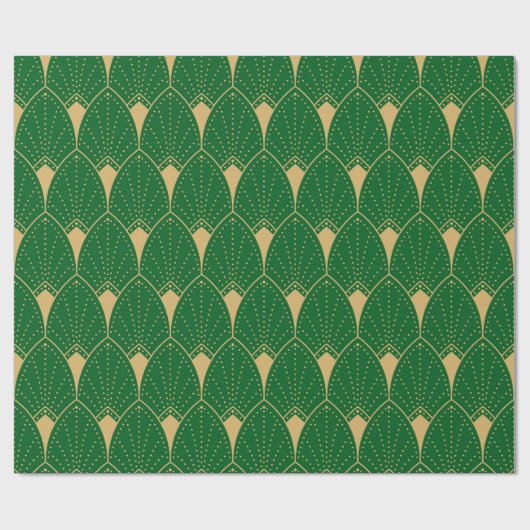 Art Deco Naadloos Patroongoud en groen Cadeaupapier (Vlak)
