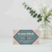 Art deco naaien noties naaister visitekaartje (Staand voorkant)