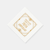 Art Deco Naam 70e Huwelijk Jubileum Goud Wit Servet (Hoek)