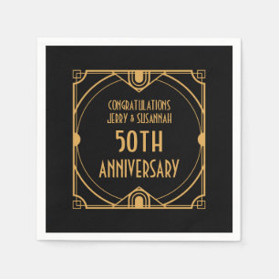 Art Deco Name 50th Wedding Jubileum Black Servet