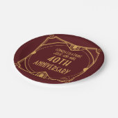 Art Deco Namen 40e Bruiloft Jubileum Ruby Rood Papieren Bordje (Gekanteld)