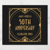 Art Deco Namen 50e Jubileum CelebratIon Zwart Sparkling Wijnetiket (Enkel label)