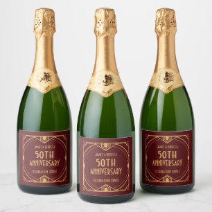 Art Deco Namen 50e Jubileum Party Bourgondië Sparkling Wijnetiket