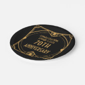 Art Deco Namen 70e bruiloft Jubileum Zwart Papieren Bordje (Gekanteld)