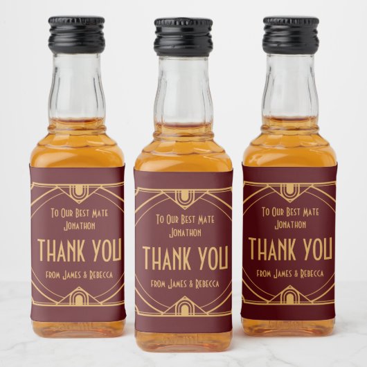 Art Deco Namen Ontvanger Dank u Bourgondië Likeurfles Etiket (Flessen)