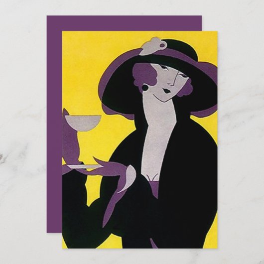  Art Deco namiddags Tea-uitnodigingen HIgh Kaart (Voorkant / Achterkant)