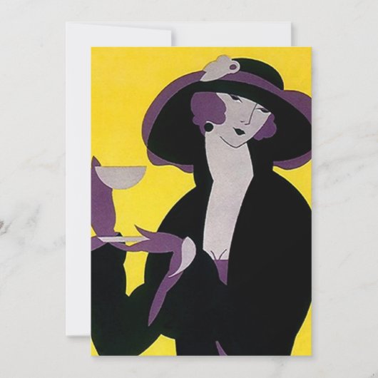 Art Deco namiddags Tea-uitnodigingen HIgh Kaart (Voorkant)
