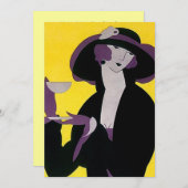 Art Deco namiddags Tea-uitnodigingen HIgh Kaart (Voorkant / Achterkant)