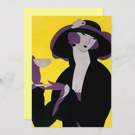 Art Deco namiddags Tea-uitnodigingen HIgh Kaart (Voorkant / Achterkant)
