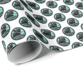 Art Deco Nautical Ship Lt Blue White Black Cadeaupapier (Rol Hoek)