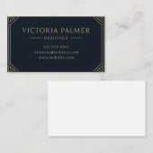 Art Deco Navy and Gold Luxury Business Card Visitekaartje (Voorkant / Achterkant)
